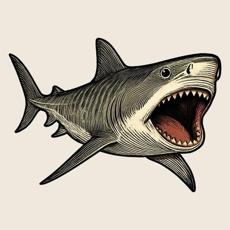 Requin tigre avec gueule ouverte