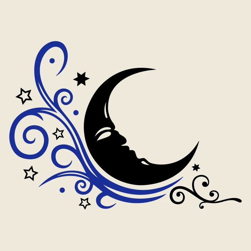 Mystischer Mond mit Sternen Nacht Symbol