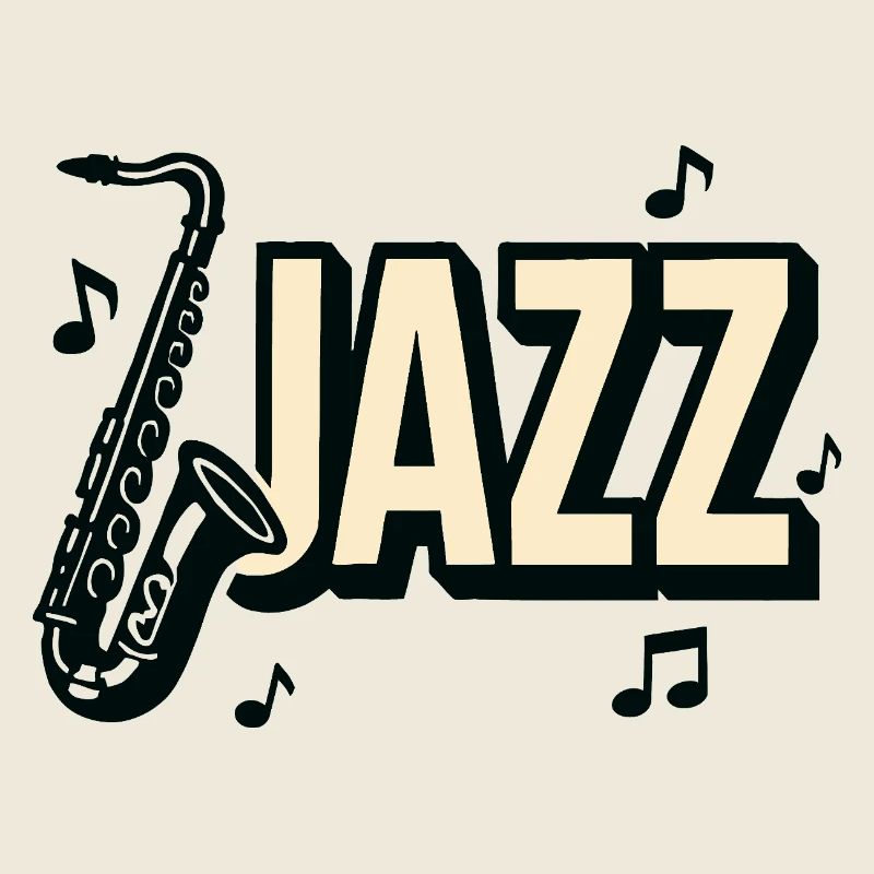 Typography jazz saxophone musical notes