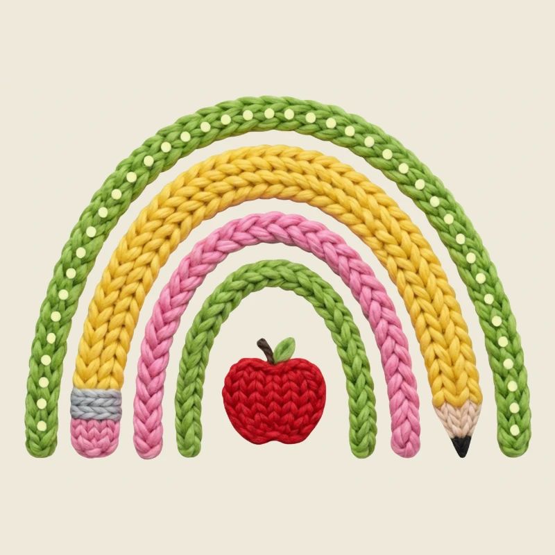 Rainbow for School Child (Faux Yarn Knitting Pattern)