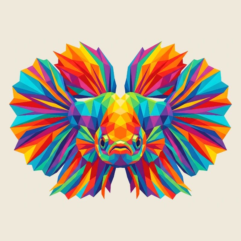 Colorful Geometric Betta Fish Pop Art