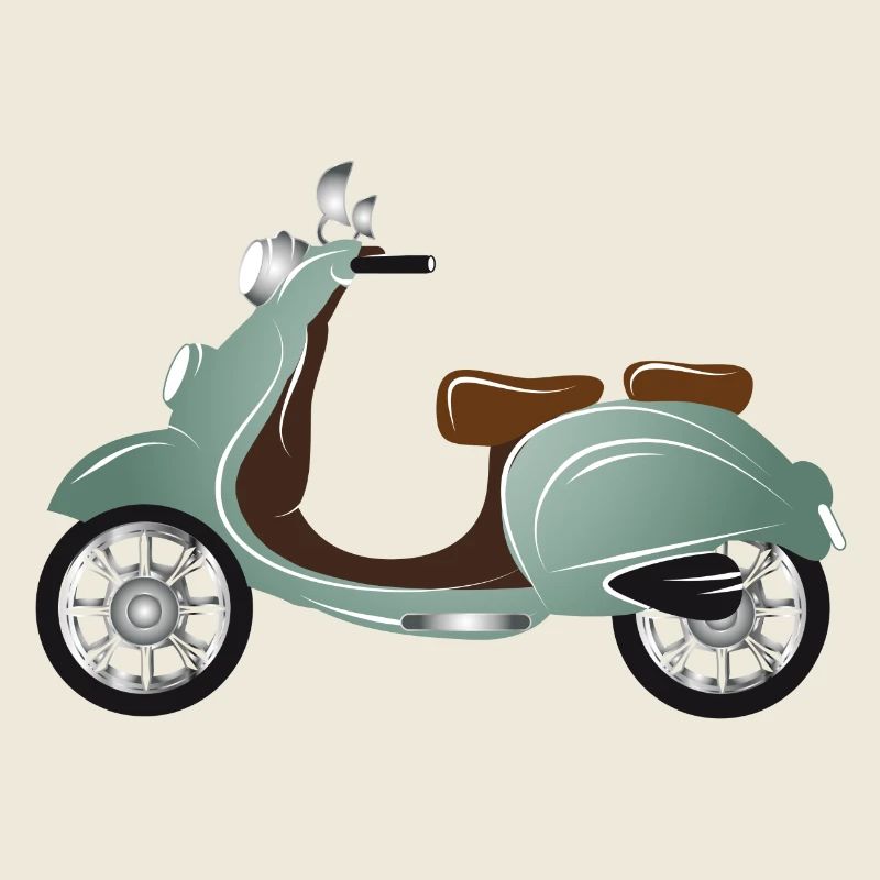 A vintage scooter with retro paint finish