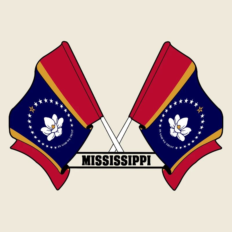 Two flags text MISSISSIPPI