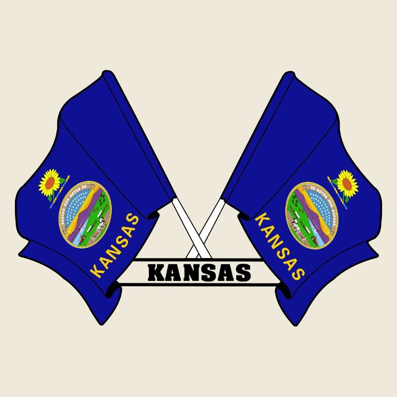 Two flags text KANSAS