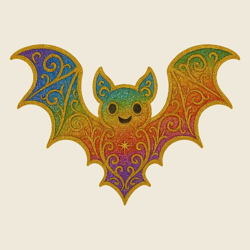 Regenbogenfledermaus mit Glitterrand