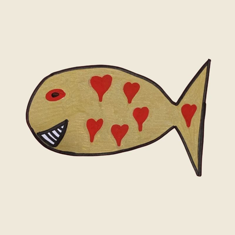 Heart fish with heart pattern