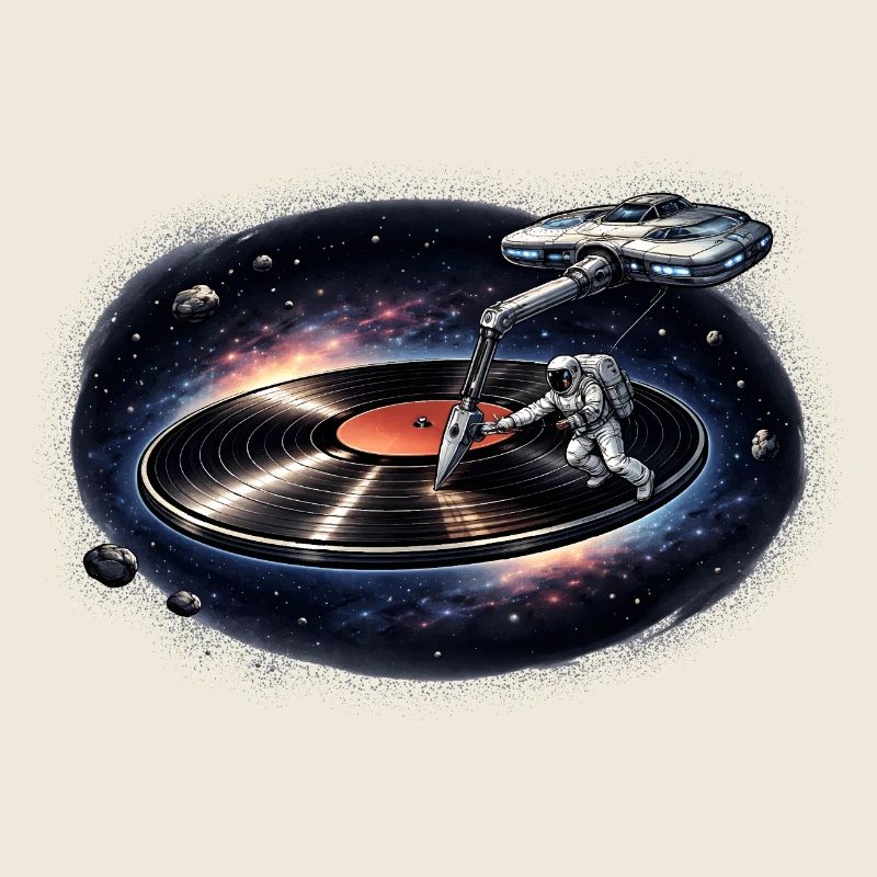 Astronaut as a plate needle in space