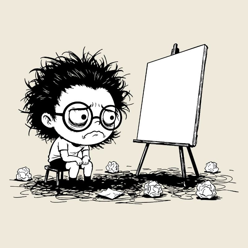 Künstler Creative Blocking Empty Canvas Manga