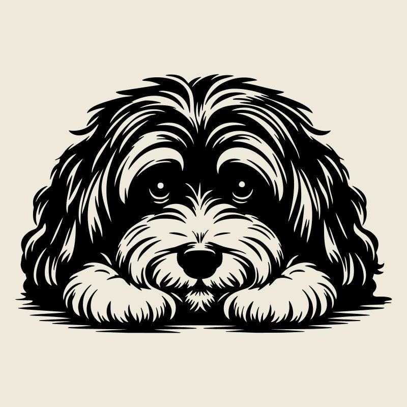 Havanese head with paws