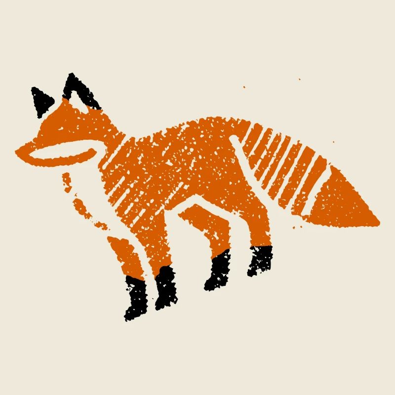 Rustic fox in stamp look