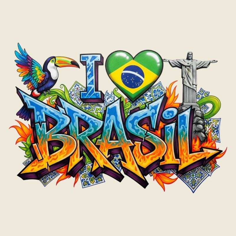 Lebendiges Graffiti Ich liebe Brasil Design