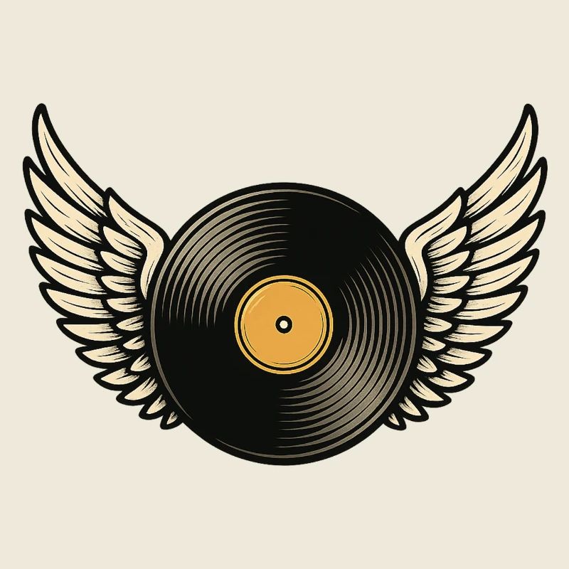 Disque vinyle avec piano à queue | Conception d’ailes en vinyle