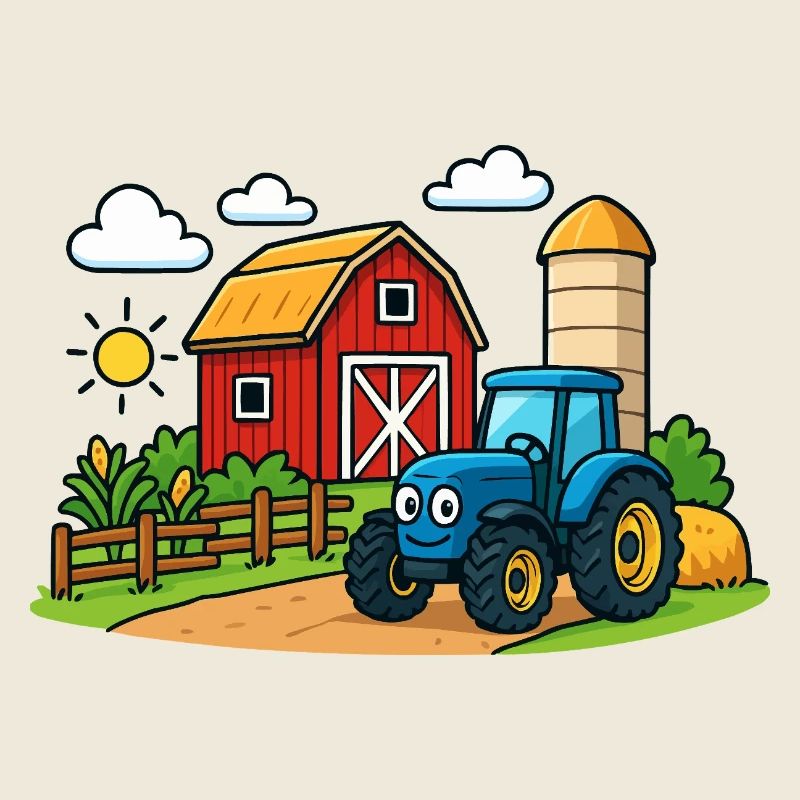 Lustiger Bauernhof mit Traktor
