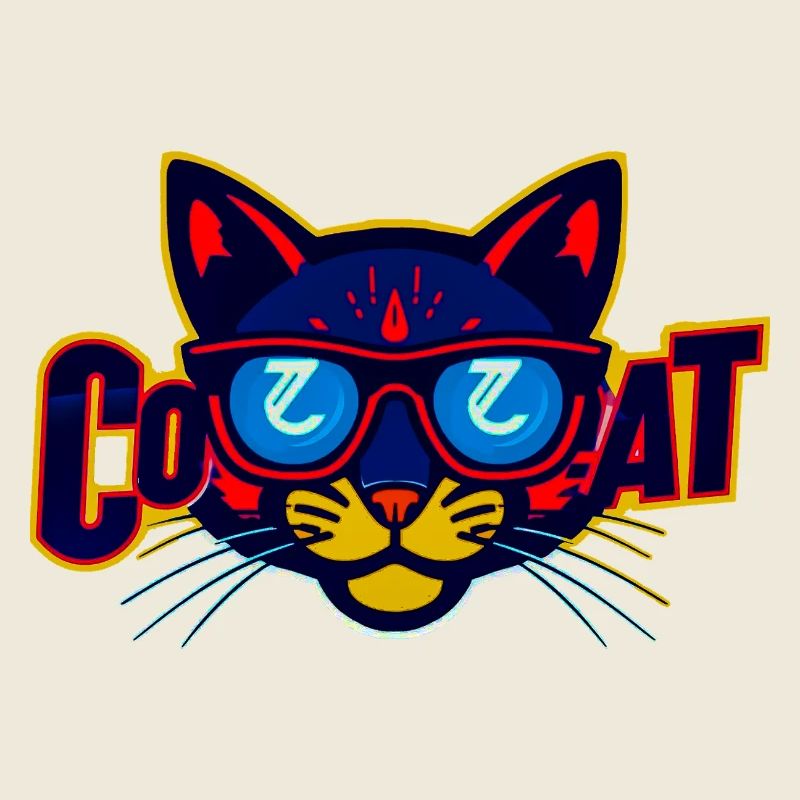 Neon Cat Logo with Sunglasses