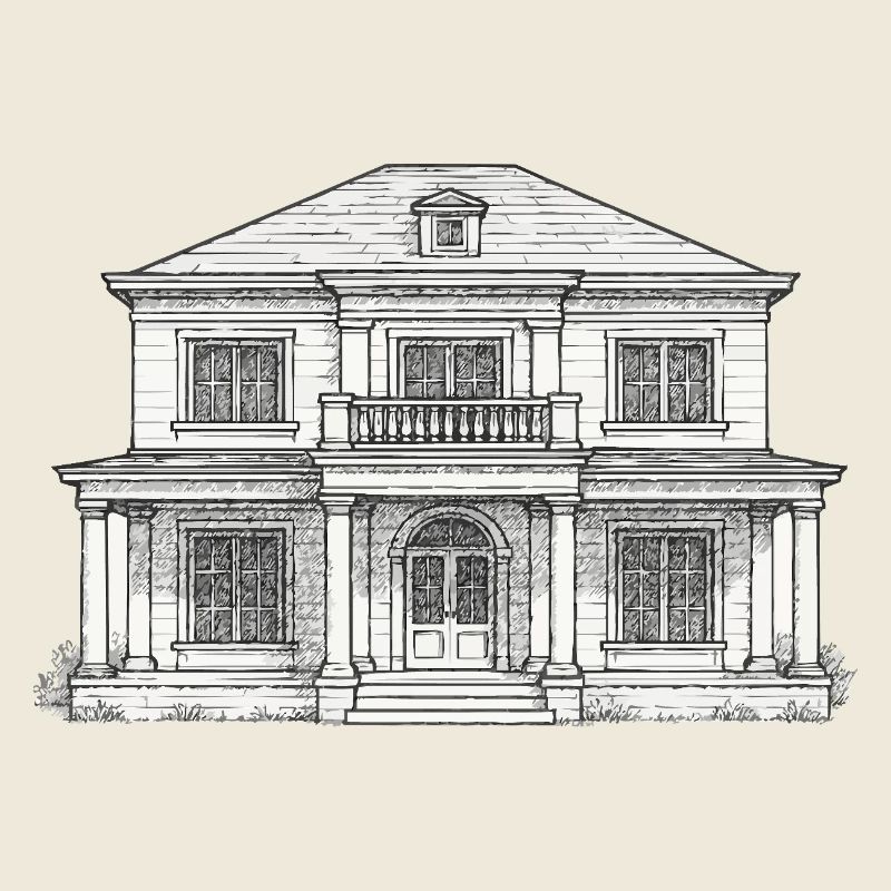 Dessin classique en ligne de façade