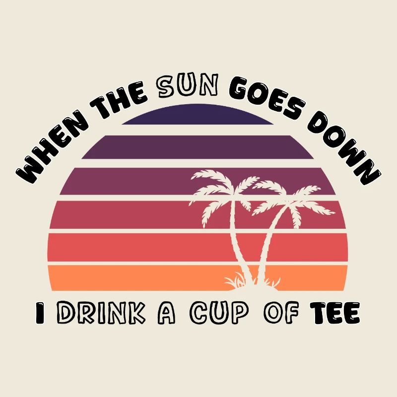 Sonnenuntergangs-Palmen Retro Tee - Design