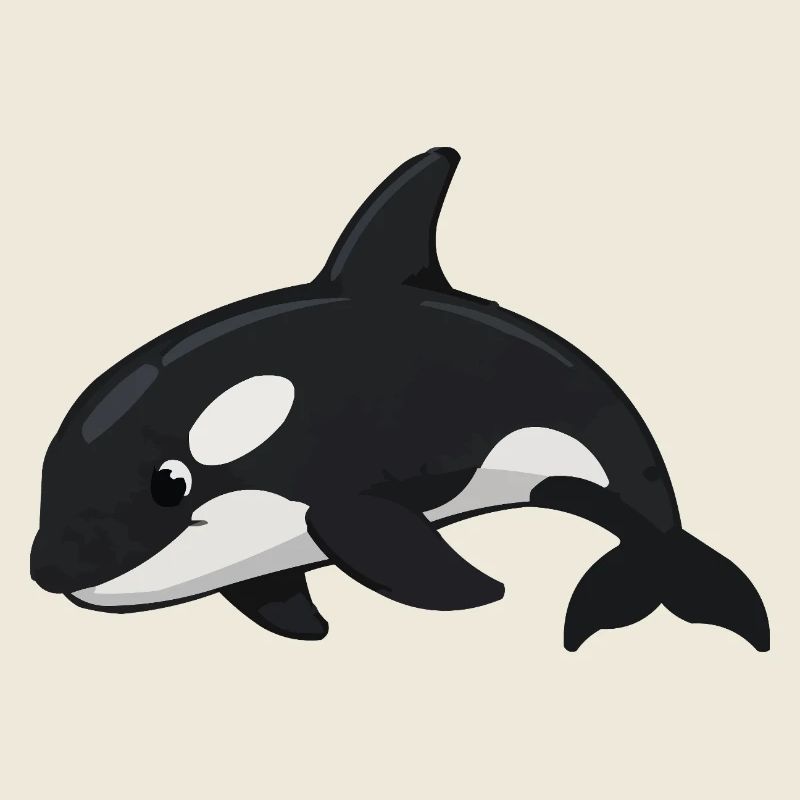 Orca Cartoon Black and White Style