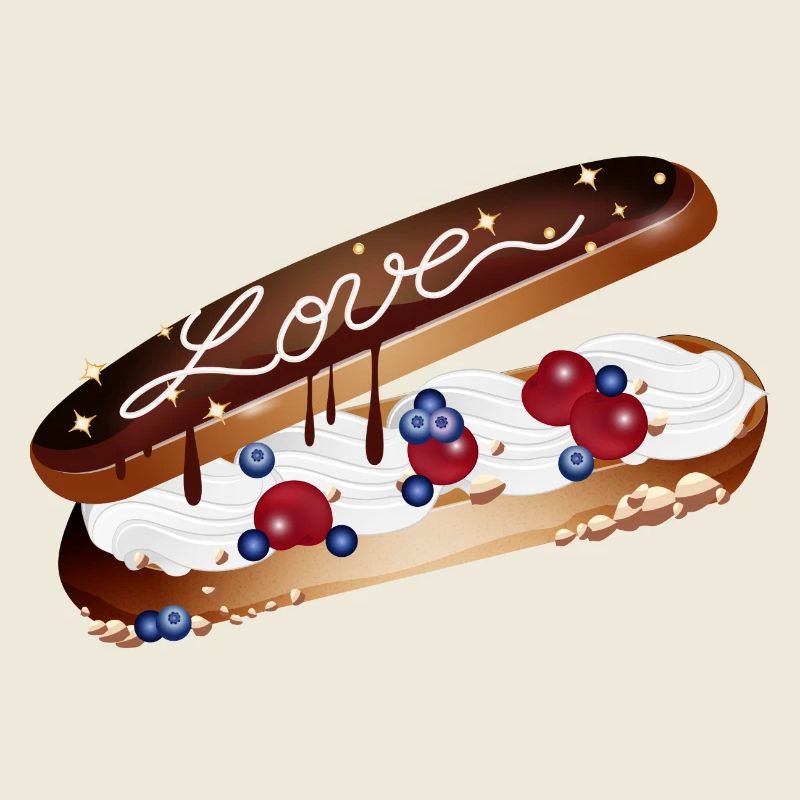 Illustration d’un éclair à la crème et à l’amour