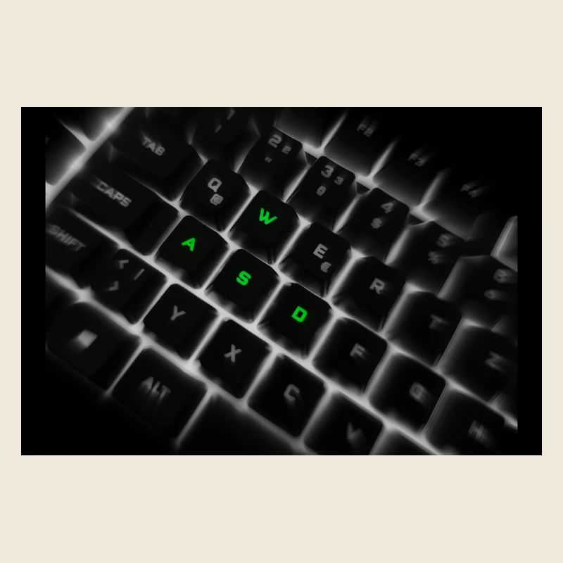 Impression d’art sur le clavier néon WASD