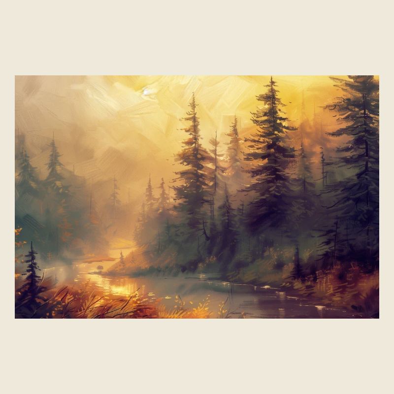 Forest Landscape Illustration Poster