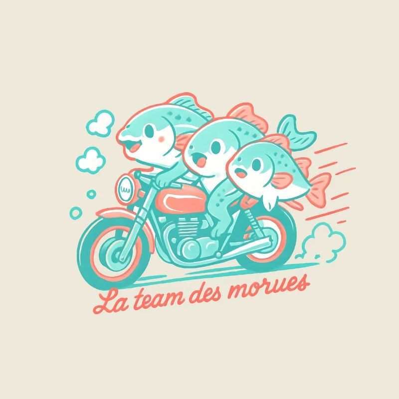 Turquoise cod on a motorcycle