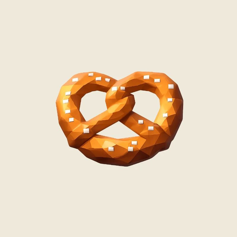 Low poly bretzel orange polygonal