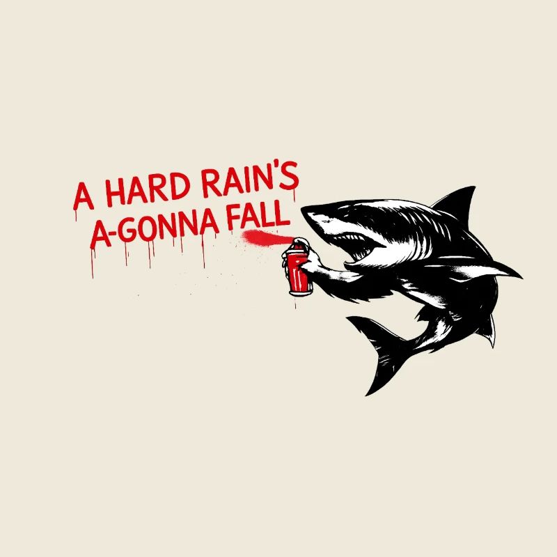 Graffiti shark with red lettering