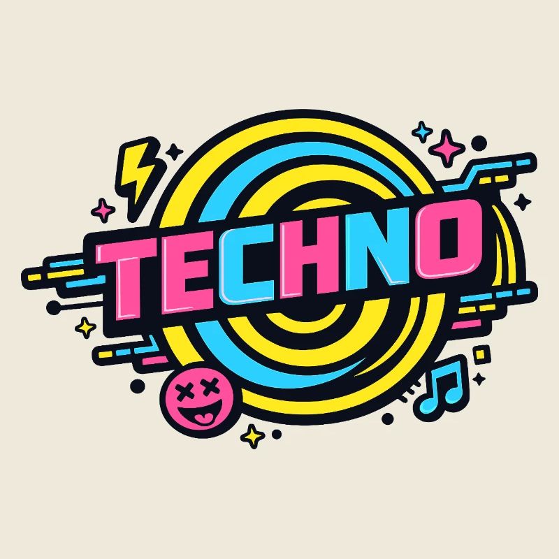 Techno Neon Retro Kreis