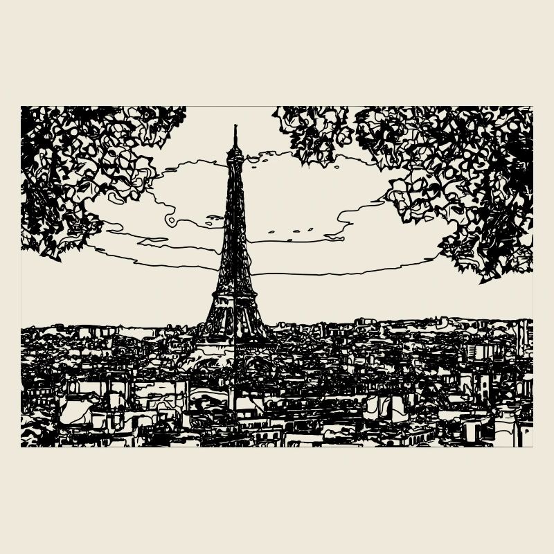 Eiffel Tower Line Drawing