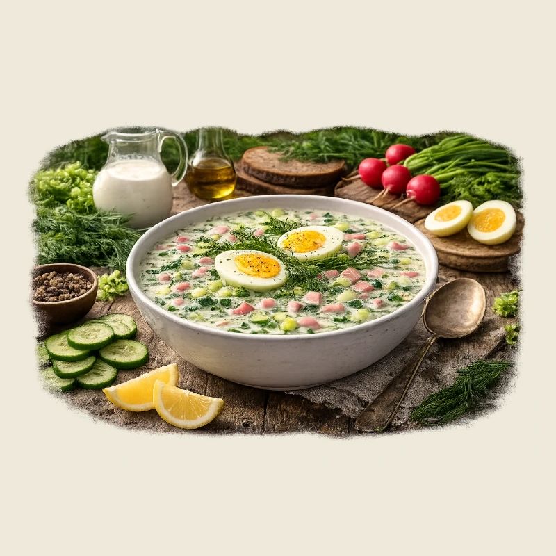 Creamy Vegetable and Egg Soup Okroshka