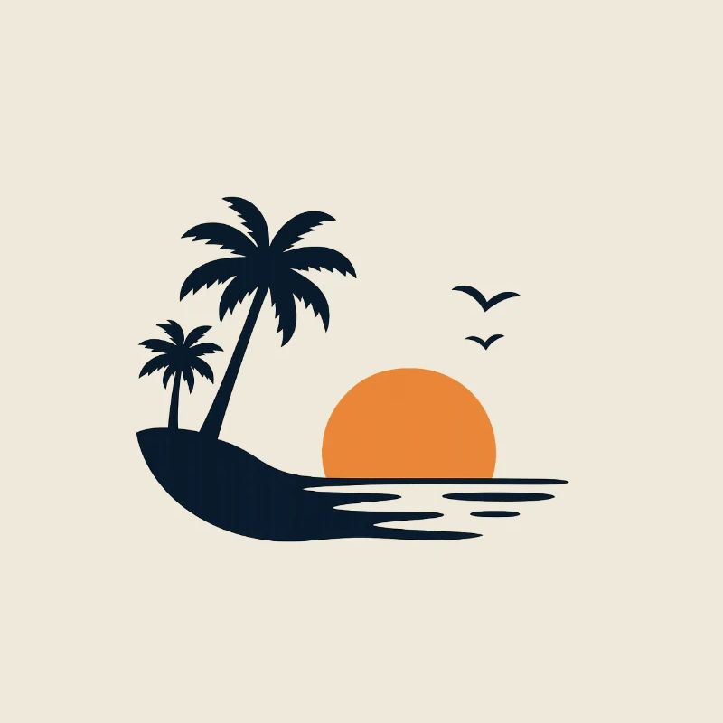Île tropicale du couchant de soleil