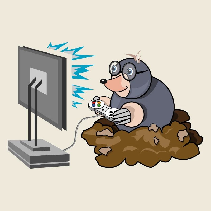 Mole Comic Gamer Funny Controller Gaming Logo