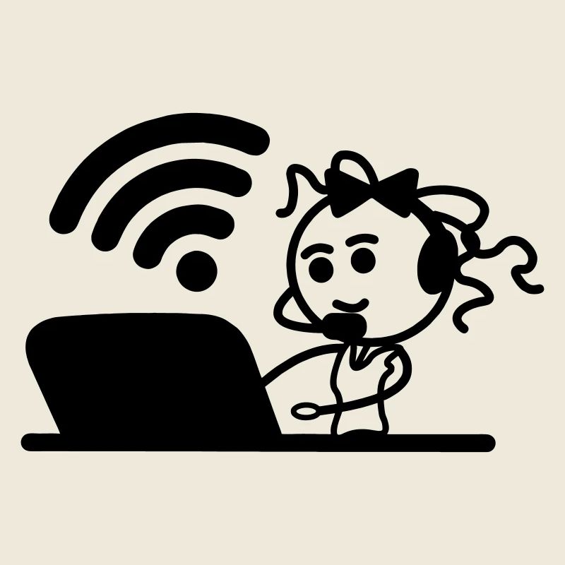 Glückliches Mädchen oder Frau auf Laptop-WLAN