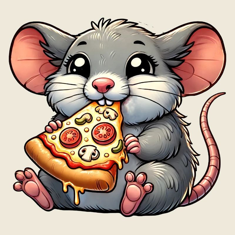 Mignon Souris Rat Pizza Fromage Champignons Restauration rapide