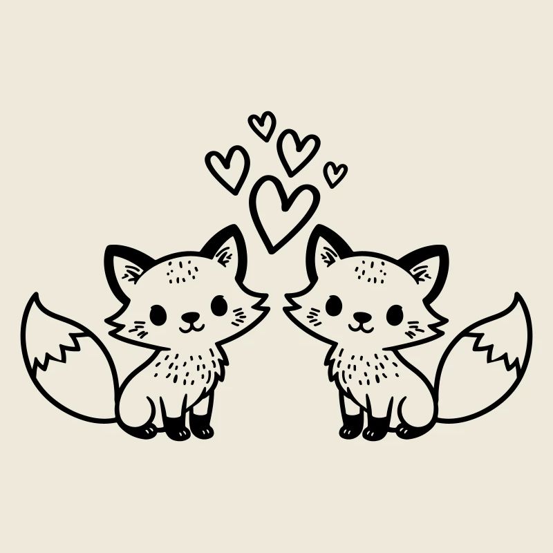 Fuchs Paar Herzen Liebe