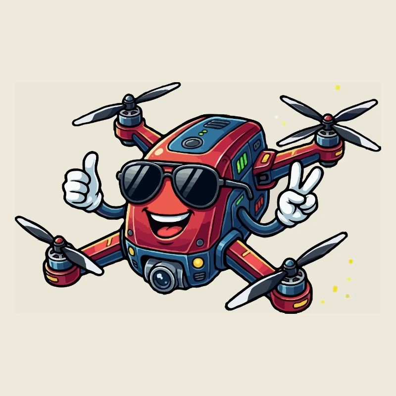 Héros drone avec lunettes de soleil et sourire