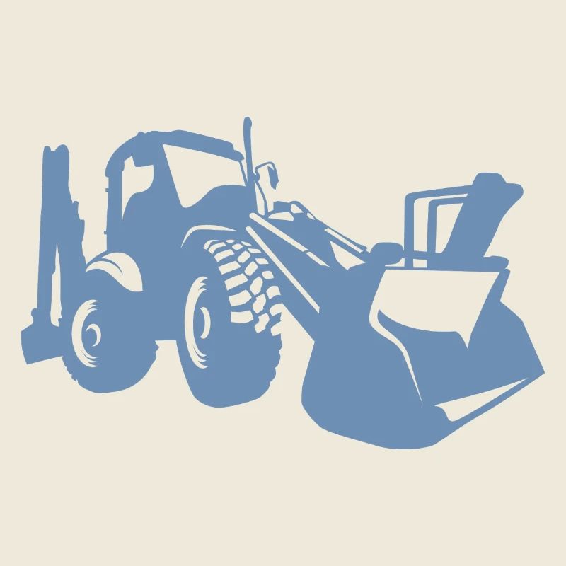 Excavator Wheel Loader Construction Equipment Operator Silhouette