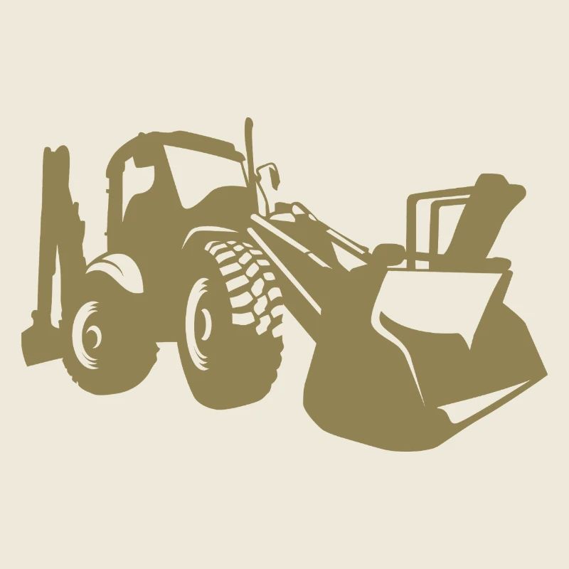 Excavator Wheel Loader Construction Equipment Operator Silhouette