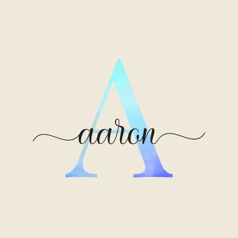 A| Monogram | Name | Aaron| Watercolor