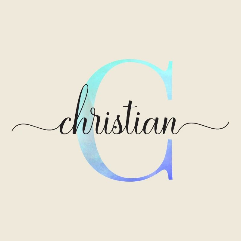 C| Monogram | Name | Christian| Watercolor