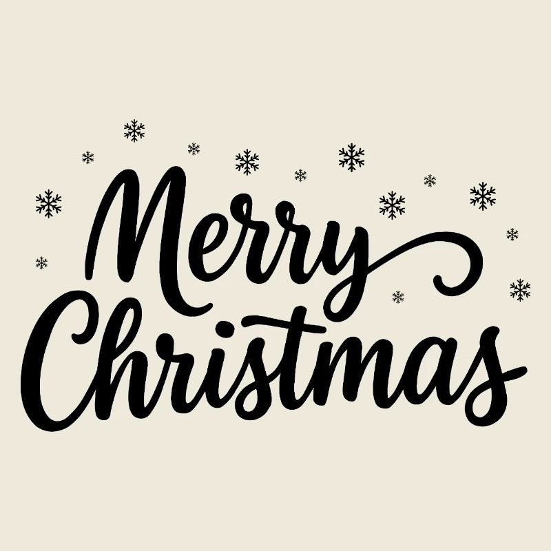Merry-Christmas Schriftzug mit Schneeflocken