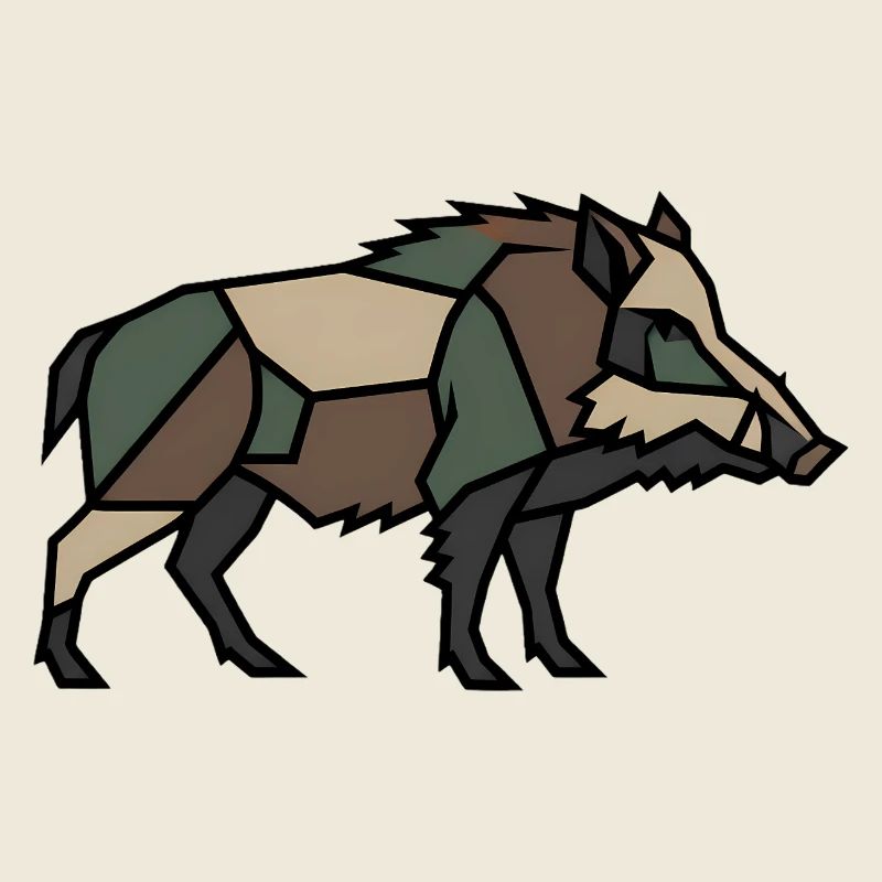 Geometric Boar Low Poly