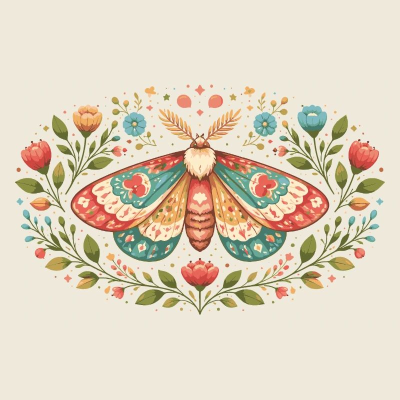 Spring moth with floral ornament