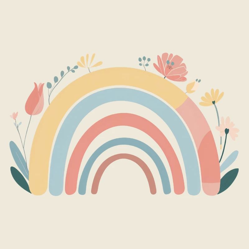 Rainbow Bohemian Floral – Retro-Pastellfarben
