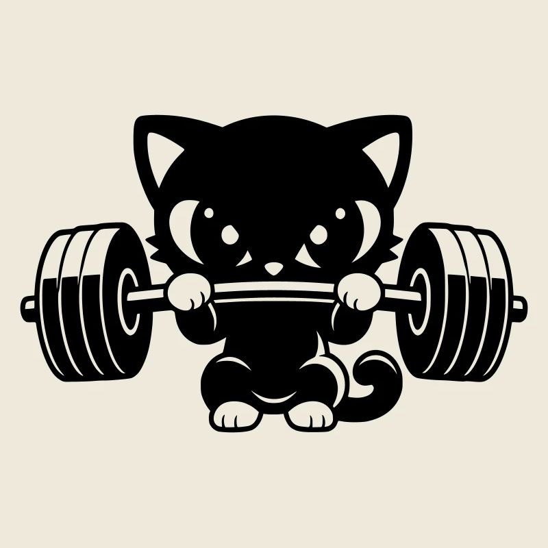 Un chat mignon soulève un haltère lourd
