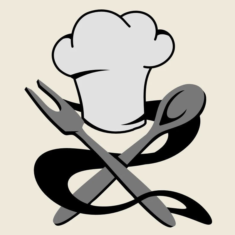 A chef's hat with spoon and fork