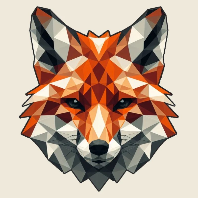 Motif de renard en forme de polygone