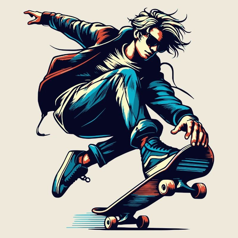 Lebendiges buntes Motiv eines Skaters