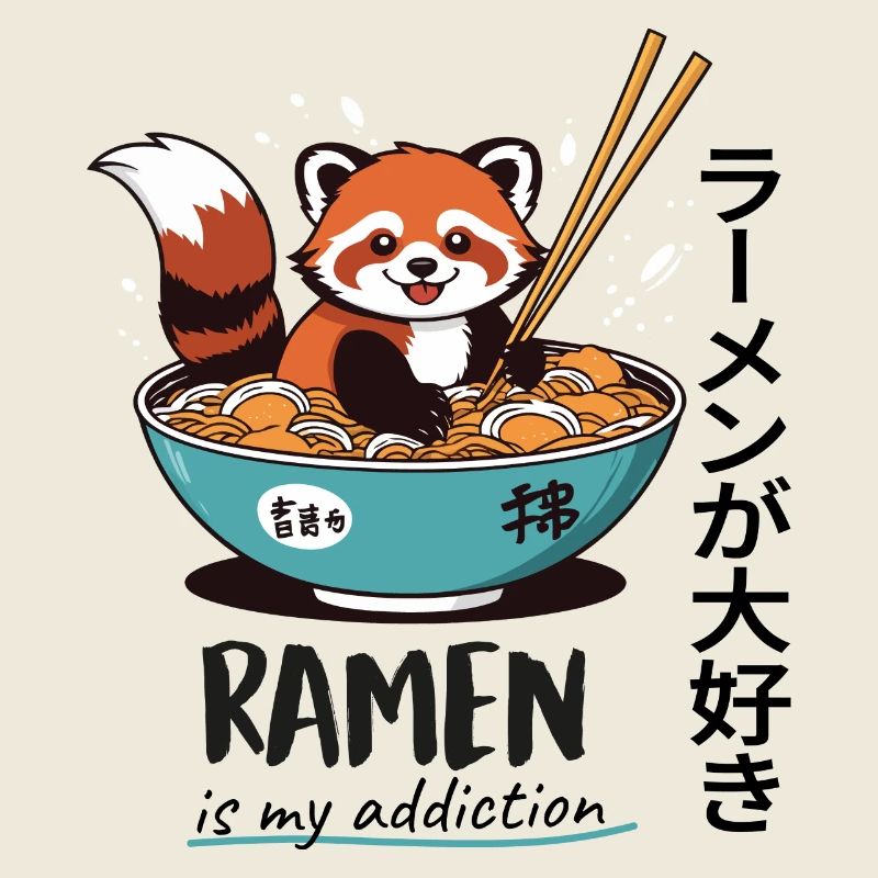 Süßer Roter Panda in Ramen-Schüssel