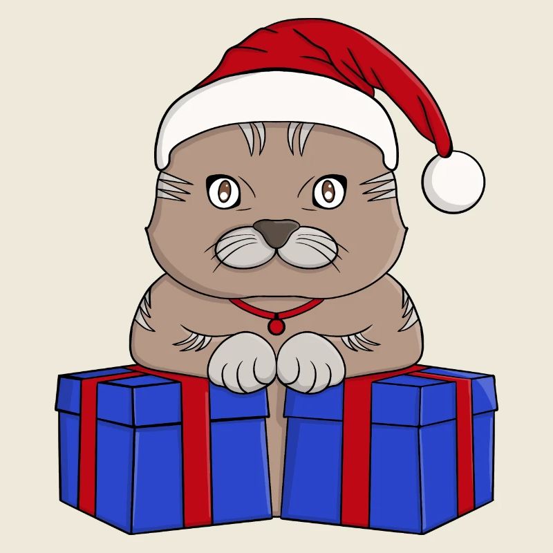 Mignon chat Père Noël